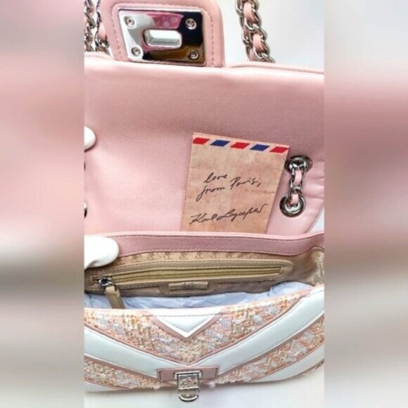 Karl Lagerfeld Paris Agyness Chevron Tweed Shoulder Crossbody - Picture 8 of 13